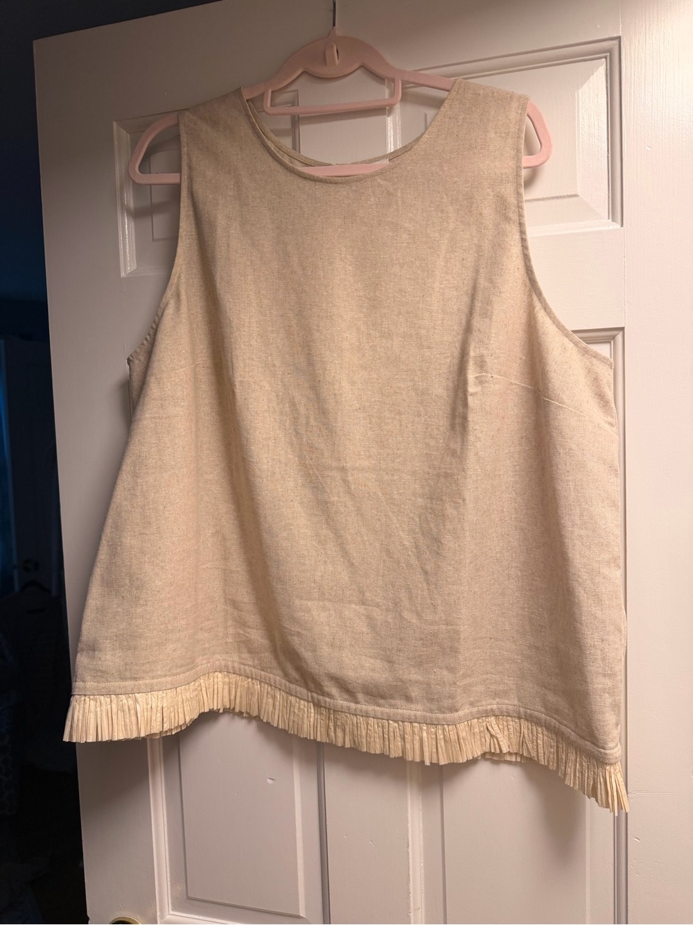J. Crew Cream Sleeveless Tank with Fringe Hem